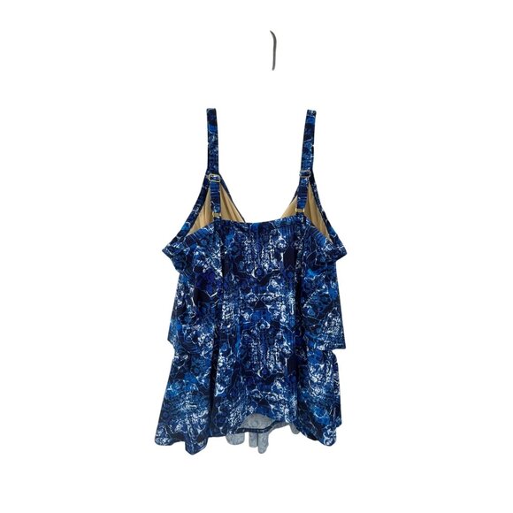 Swim 365 Tankini Top Womens 26 Used Blue White - Picture 2 of 13